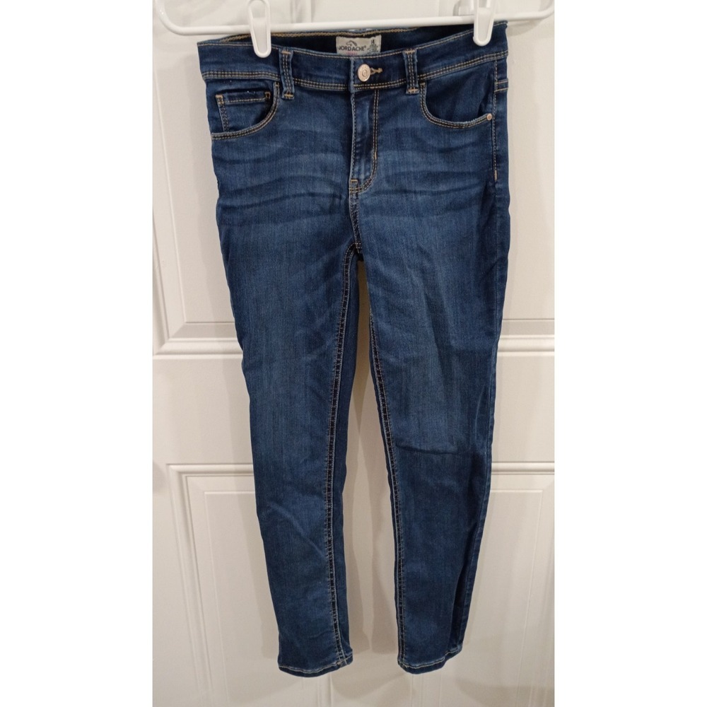 Jordache Girls Skinny Jeans Size 14 Blue Denim Stretch Pockets Button Zip